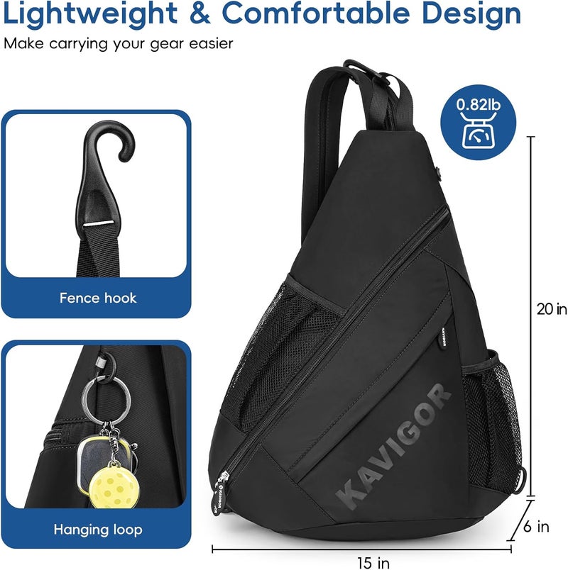 KAVIGOR 2025 Pickleball Sling Bag, Convertible Ultra-Light Backpack with Skin-Soft Fabric & Wet/Dry Pocket, Fits 4 Paddles + Gear - Image 5